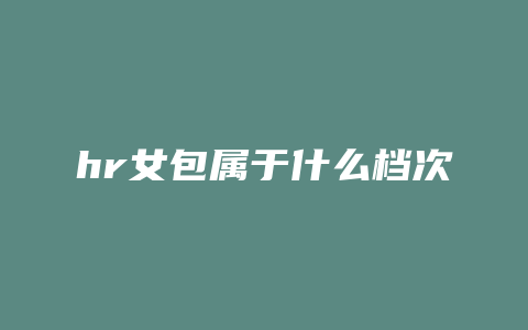 hr女包属于什么档次