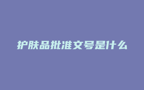 护肤品批准文号是什么