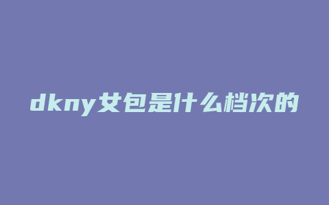 dkny女包是什么档次的包