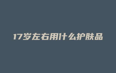 17岁左右用什么护肤品