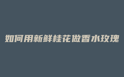 如何用新鲜桂花做香水玫瑰