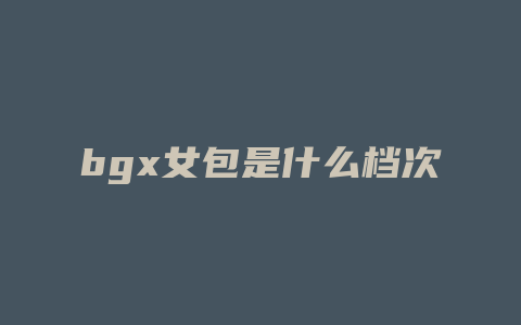 bgx女包是什么档次