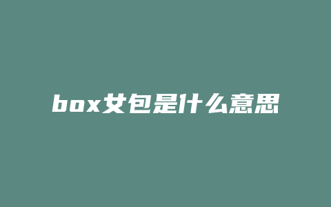 box女包是什么意思