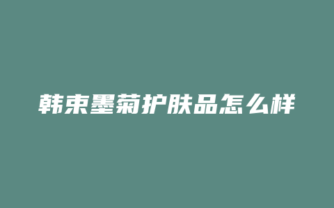 韩束墨菊护肤品怎么样