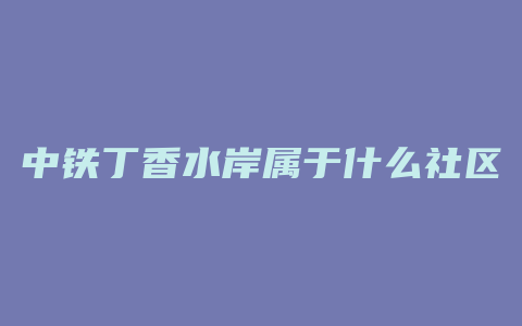 中铁丁香水岸属于什么社区