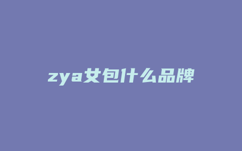 zya女包什么品牌