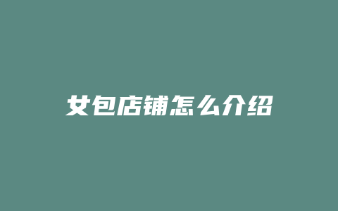 女包店铺怎么介绍