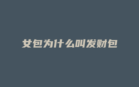女包为什么叫发财包