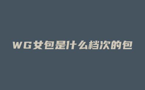 WG女包是什么档次的包