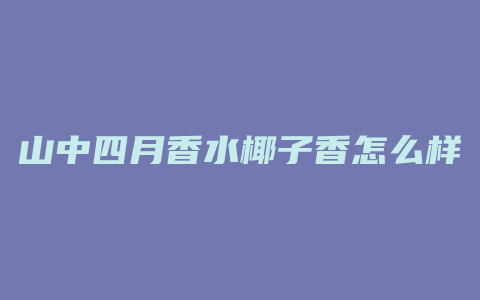 山中四月香水椰子香怎么样