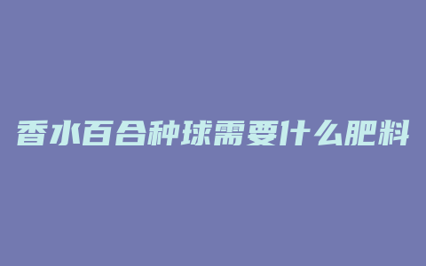 香水百合种球需要什么肥料
