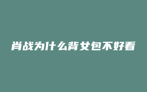 肖战为什么背女包不好看