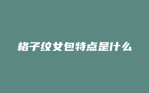 格子纹女包特点是什么