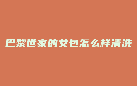巴黎世家的女包怎么样清洗