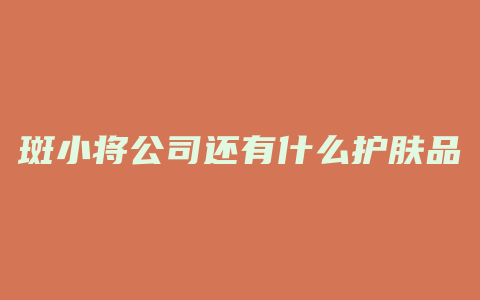 斑小将公司还有什么护肤品