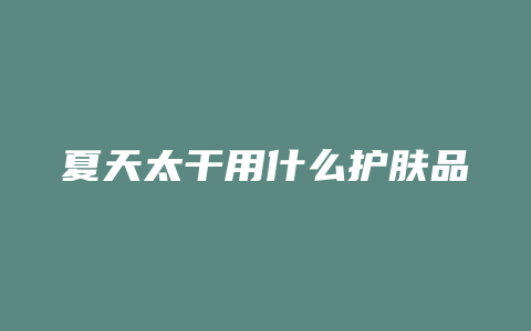 夏天太干用什么护肤品