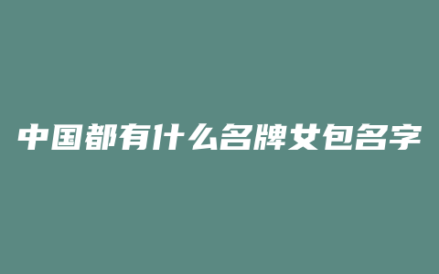 中国都有什么名牌女包名字