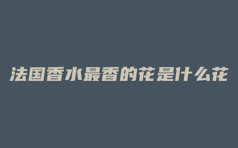 法国香水最香的花是什么花