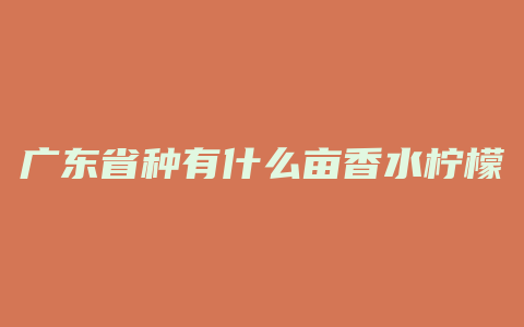 广东省种有什么亩香水柠檬