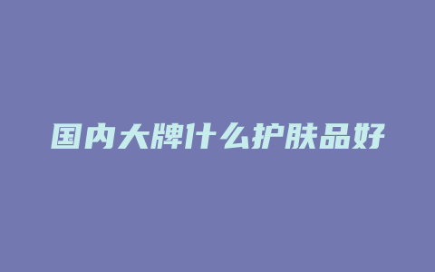 国内大牌什么护肤品好