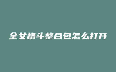 全女格斗整合包怎么打开