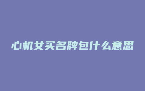 心机女买名牌包什么意思