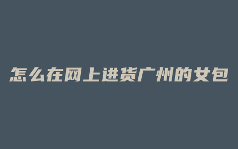 怎么在网上进货广州的女包