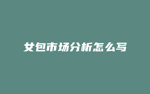 女包市场分析怎么写