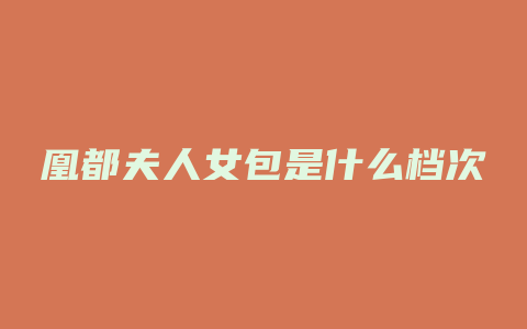 凰都夫人女包是什么档次