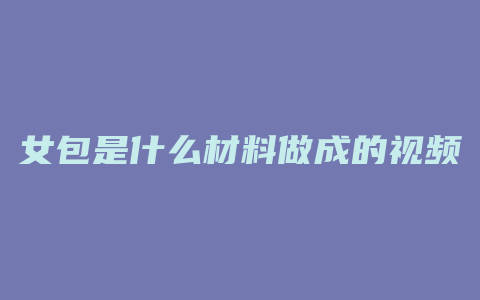 女包是什么材料做成的视频