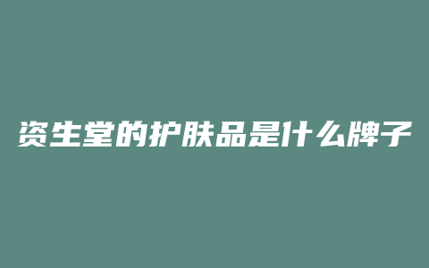 资生堂的护肤品是什么牌子