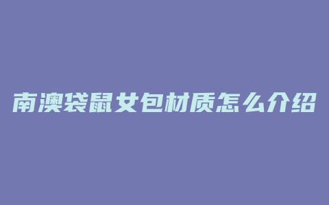 南澳袋鼠女包材质怎么介绍