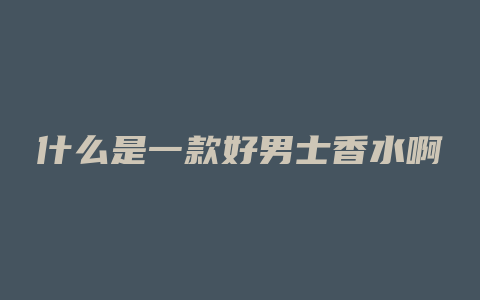 什么是一款好男士香水啊