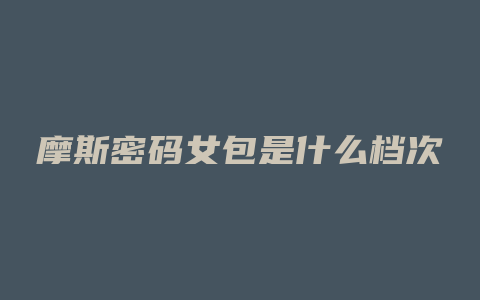 摩斯密码女包是什么档次