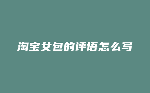 淘宝女包的评语怎么写