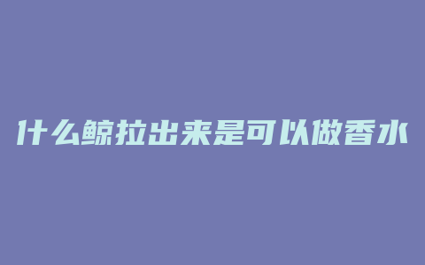 什么鲸拉出来是可以做香水