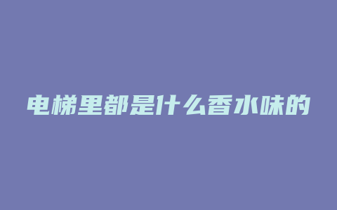 电梯里都是什么香水味的